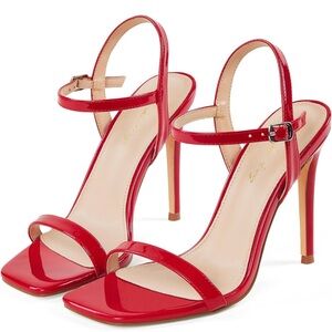 NWT Elisabet Tang Strappy Sling Back Stiletto‎ Open Square Toe 4” Heels Sz 6